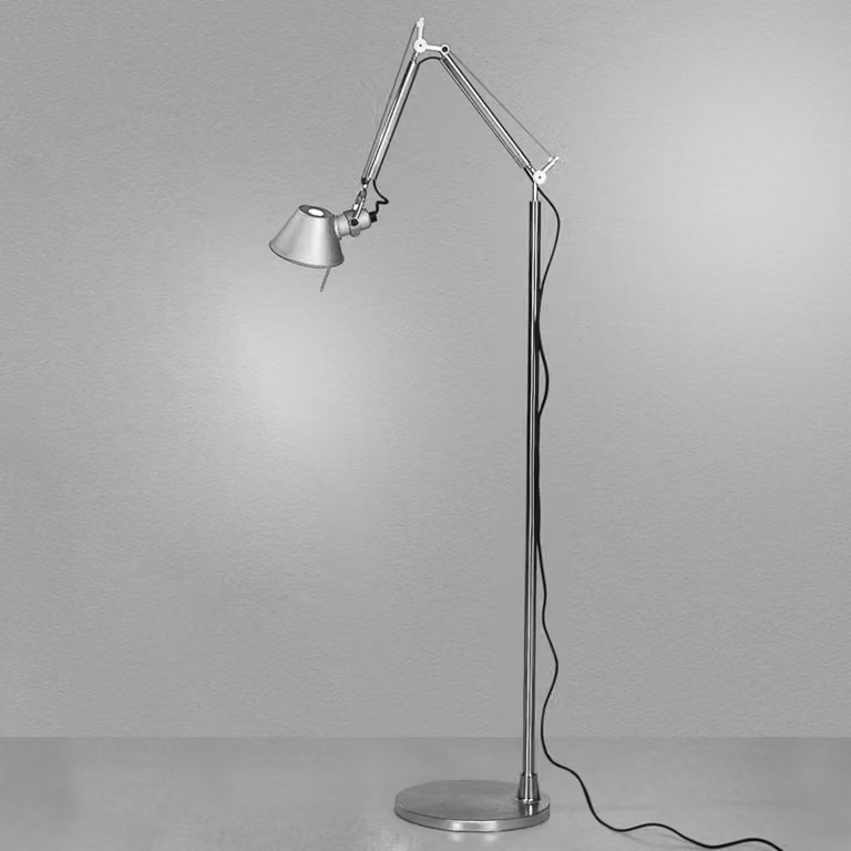 Artemide Lampada da terra di design Tolomeo Micro, Alluminio / Grigio / Zincato, Soggiorno / Sala da pranzo, Alluminio, Design, Lampada da terra