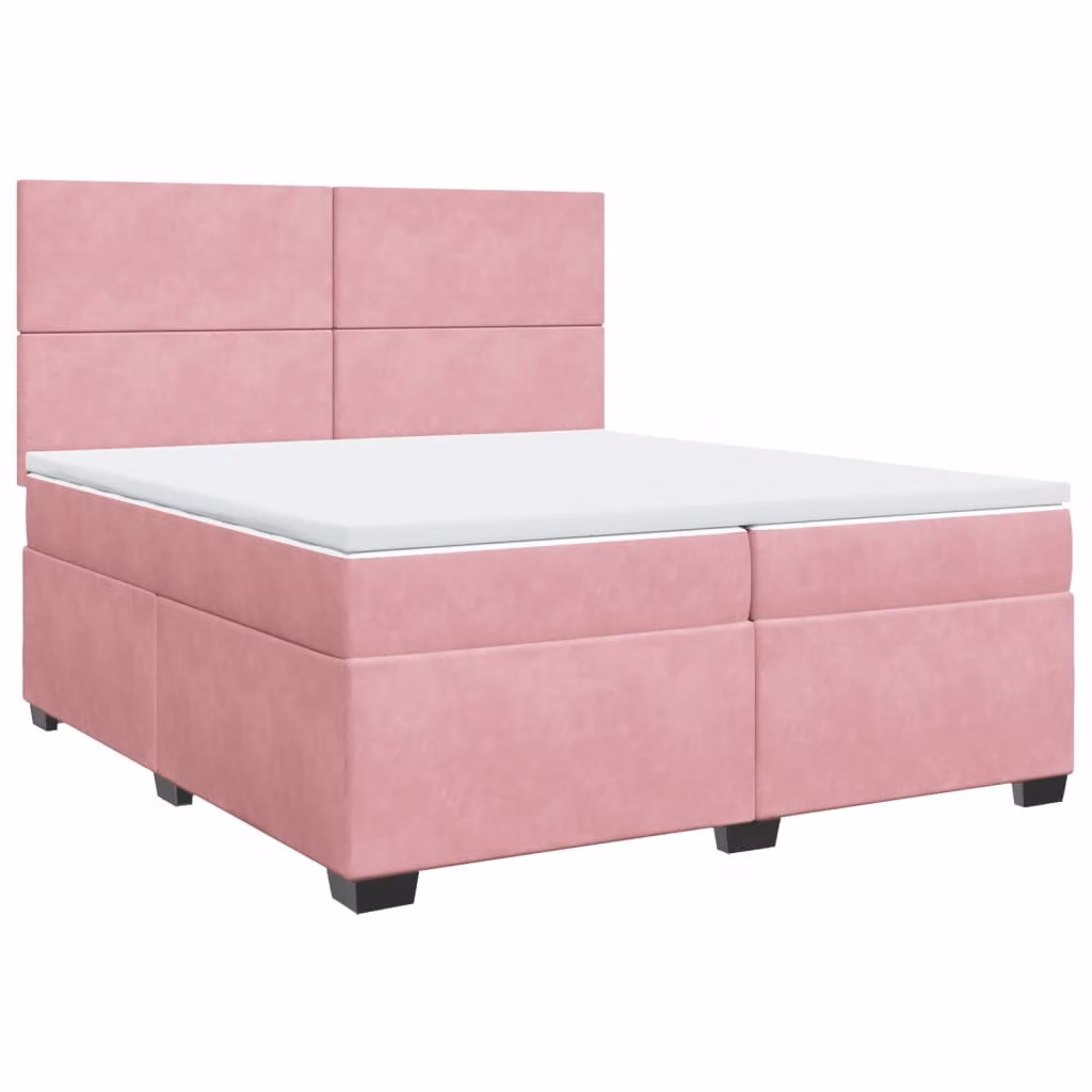 Giroletto a Molle con Materasso Rosa 200x200 cm in Velluto