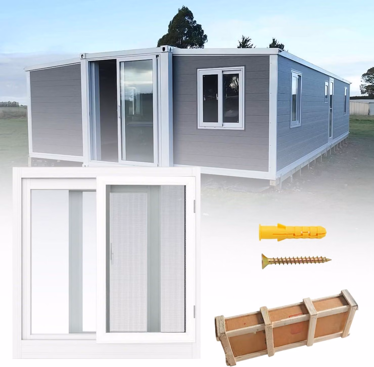 Finestre scorrevoli per cantine, da 53,3 cm a 101,6 cm, realizzate in vetro temperato ad alta efficienza energetica con telaio in alluminio, dimensioni 55,9 x 33,3 cm, colore bianco, adatte per bagni e capannoni