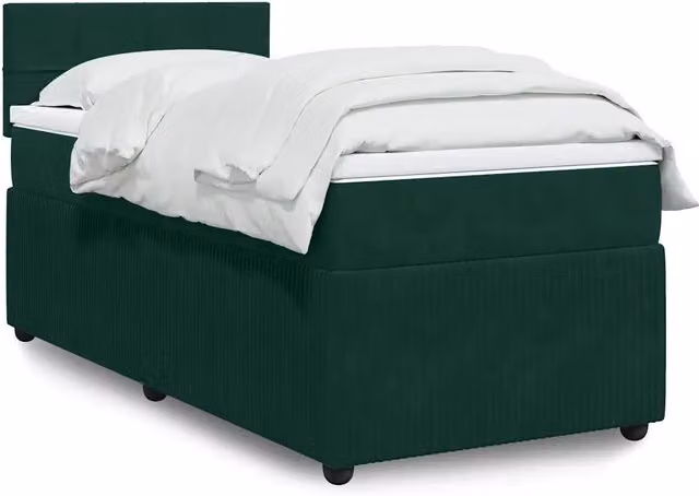 Letto con Giroletto a Molle e Materasso Ibrido vidaXL in Velluto Verde Scuro L/P: 80 x 200 cm
