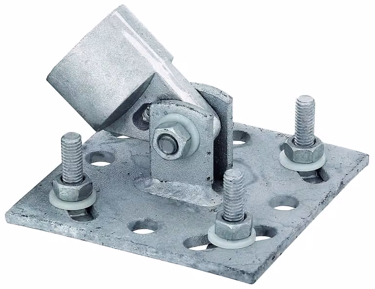 Alberts 658557 Piastra per puntone, zincata a caldo, dimensioni 100 x 100 mm, per palo Ø 34 mm