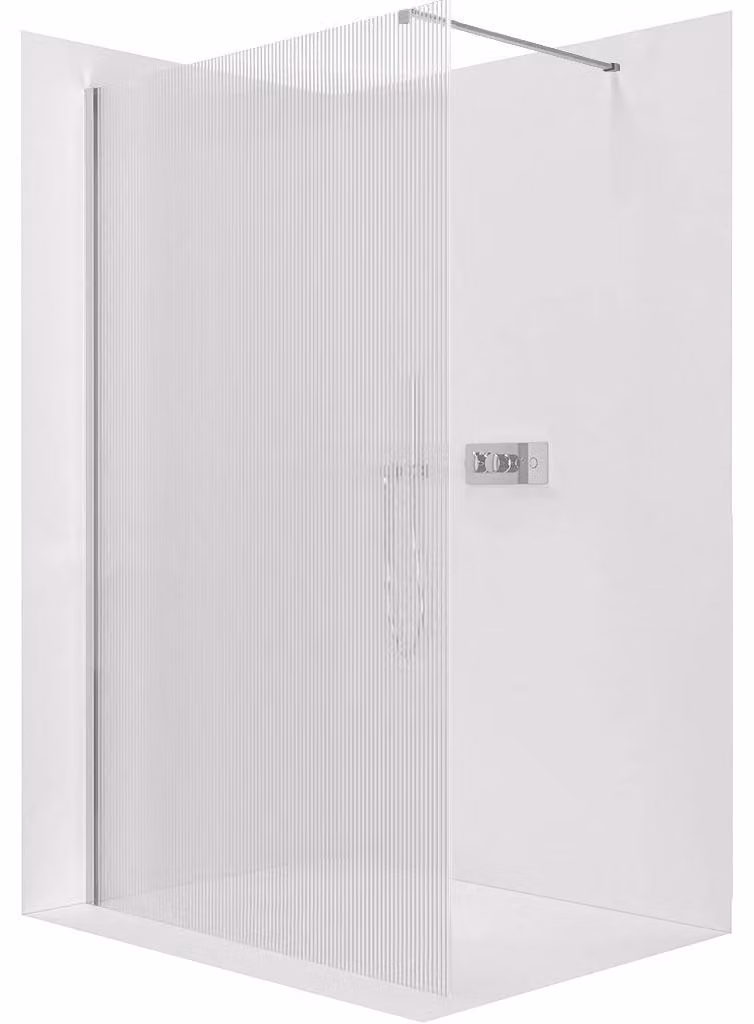 CERANO - Box doccia Walk-in Onyx Cube L/P - 8 mm - montante squadrato - cromato, vetro rigato - 60x200 cm
