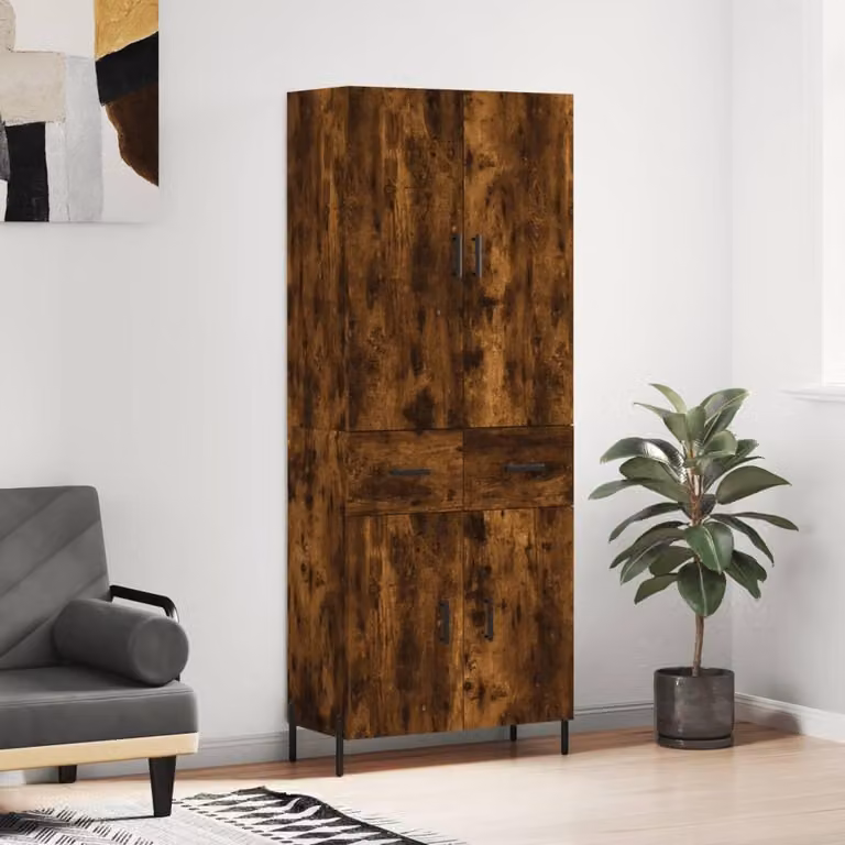 vidaXL Credenza rovere affumicato 69,5x34x180 cm materiale a base di legno
