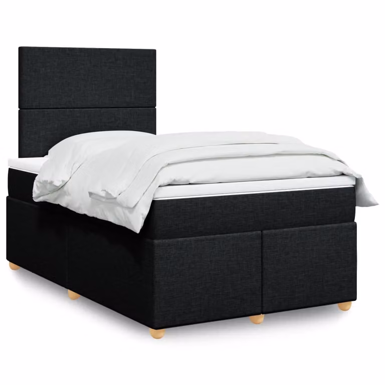 vidaXL Giroletto a Molle con Materasso Nero in Tessuto L/P/H: 120 x 200 cm