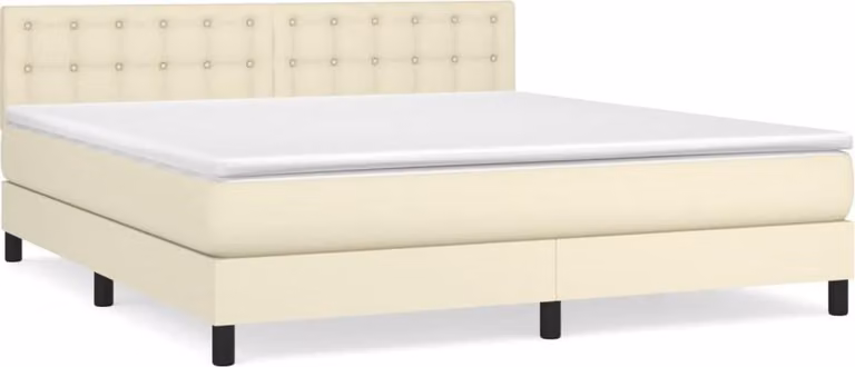Giroletto a Molle con Materasso Crema 160x200 cm in Pelle finta