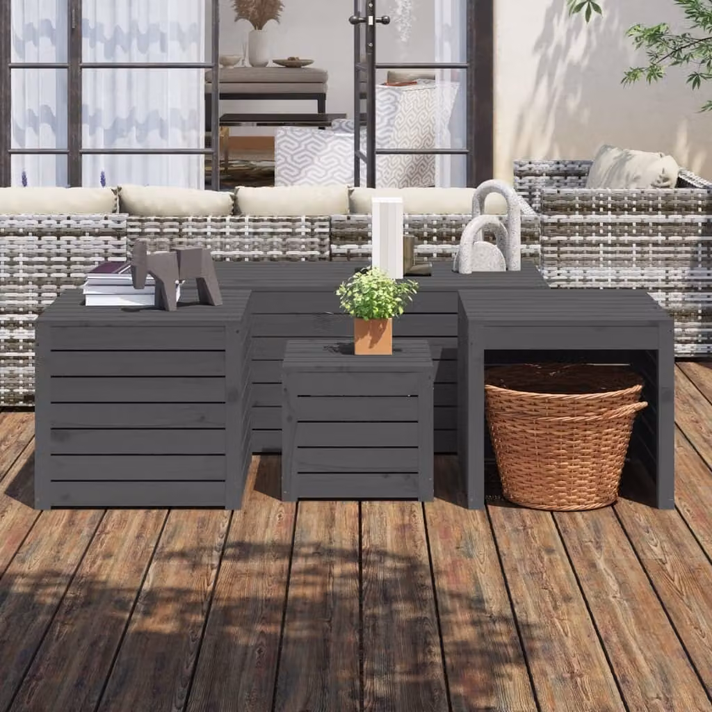 vidaXL Set di cassette da giardino 4 pezzi in pino massiccio grigio - Set di cassette da giardino - Cassette da giardino - Mobili da giardino