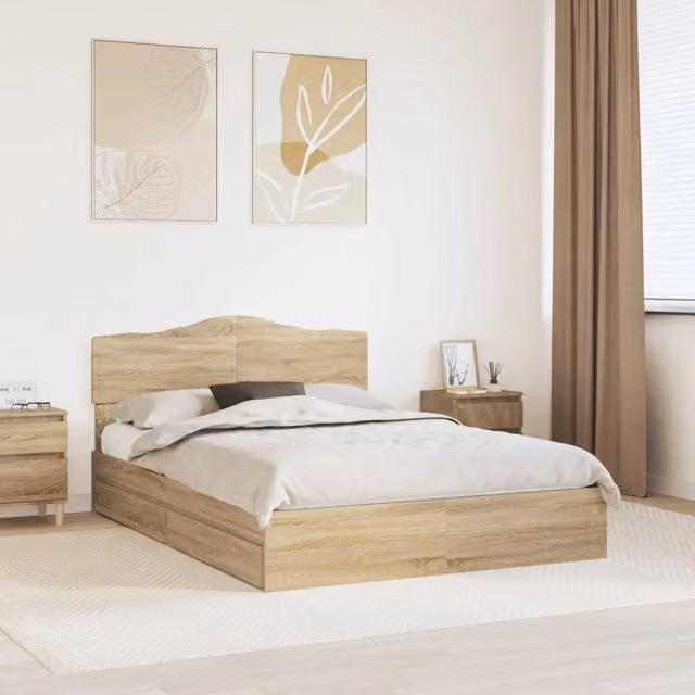 Letto con Contenitore con cassetto Rovere Sonoma 140 x 200 cm 3413091