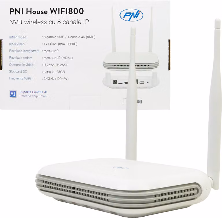 NVR wireless PNI House WIFI800 8 canali 5 MP o 4 canali 4K 8 MP Annuncio vocale