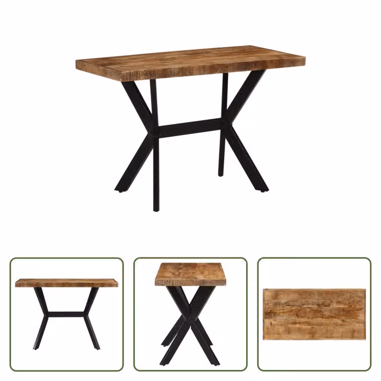 The Living Store Tavolo da pranzo 110x55x75 cm in legno massiccio di mango