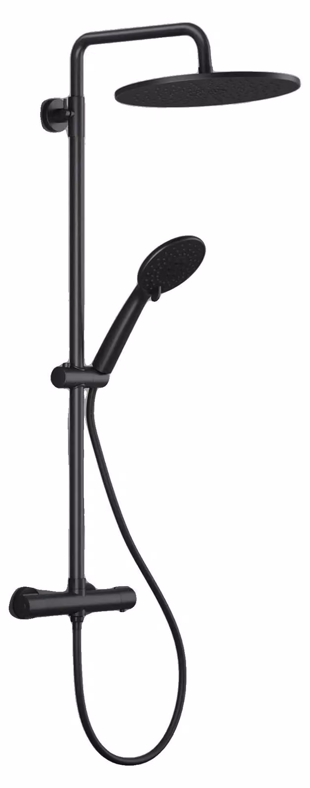 Sistema doccia, soffione a pioggia da 25 cm, doccetta manuale con 3 getti, colore nero