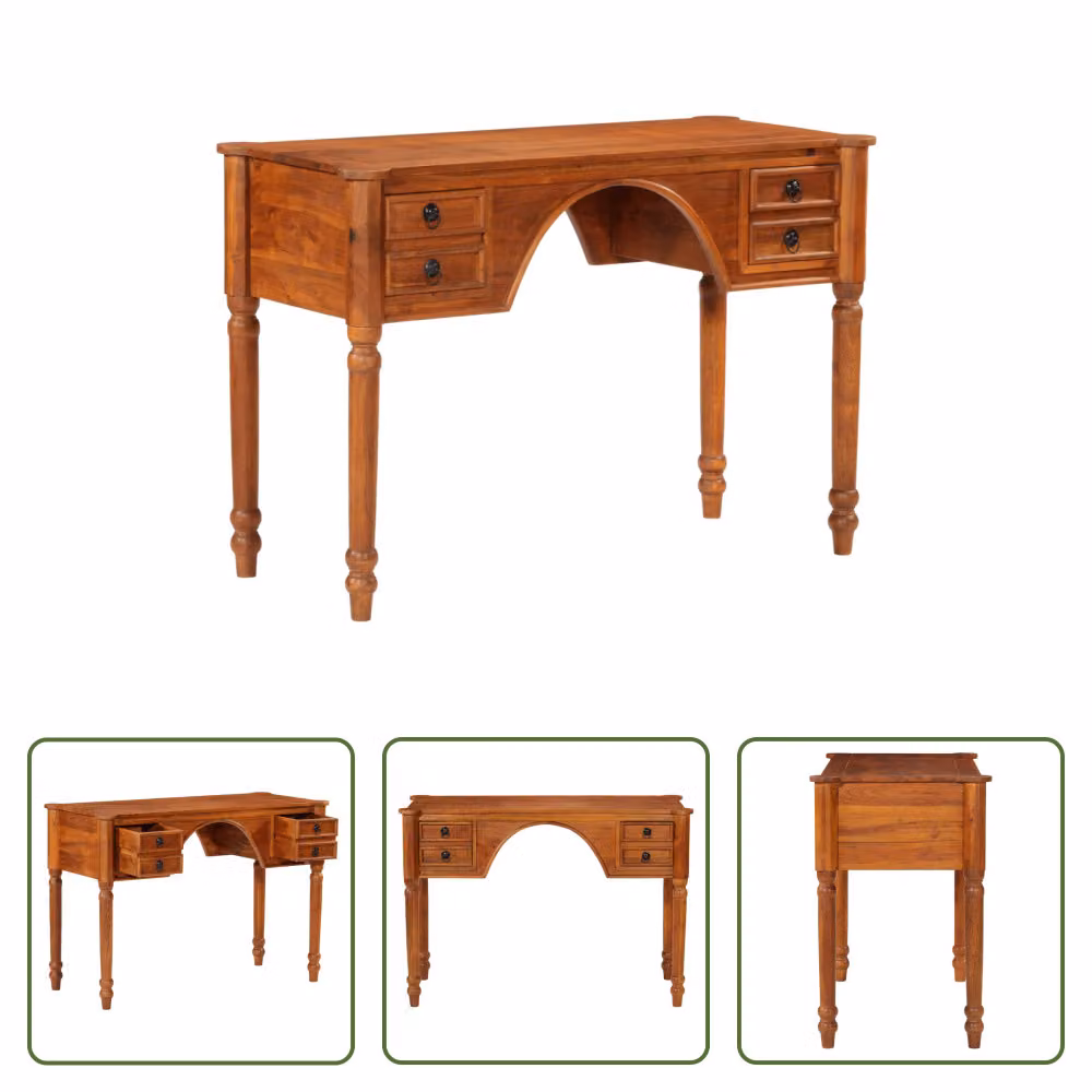 The Living Store Scrivania con cassetti 110x50x76 cm in legno massiccio di acacia