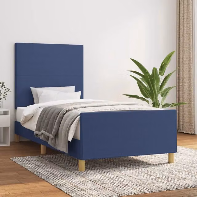 Giroletto VIDAXL in tessuto blu con struttura in legno di larice e doghe fisse, L/P/H: 90 x 190 x 30 cm – 1