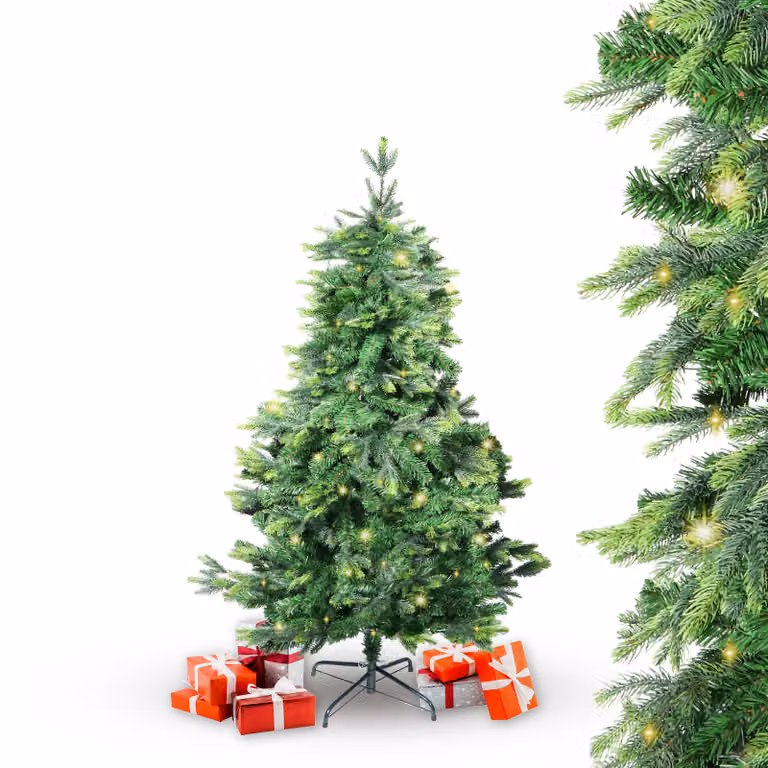 Albero di Natale artificiale BonTree abete 150 cm con illuminazione 150 LED bianco caldo albero di Natale