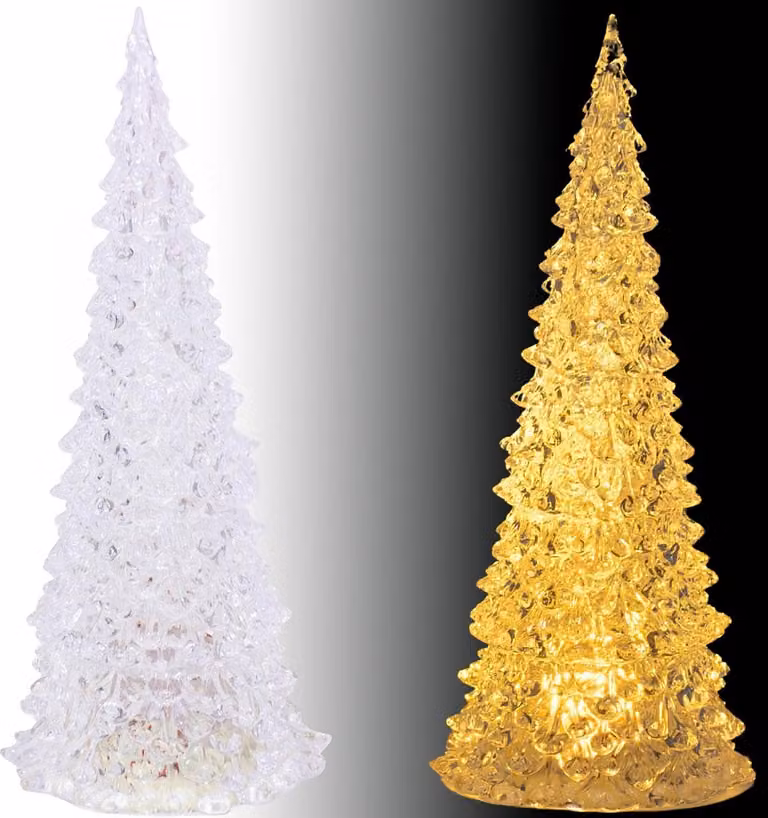 Figura decorativa a LED trasparente dell'albero di Natale 27 cm - Illuminazione bianco caldo