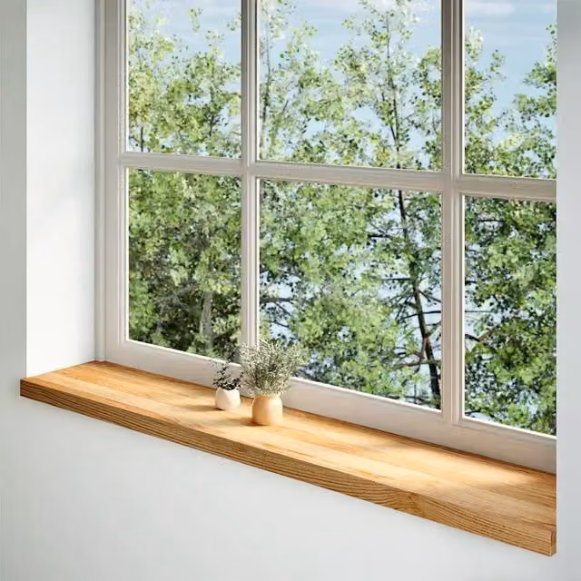 Set di 2 Davanzali in Legno Massello di Rovere Marrone Chiaro vidaXL L 140 cm x P 30 cm x H 2 cm
