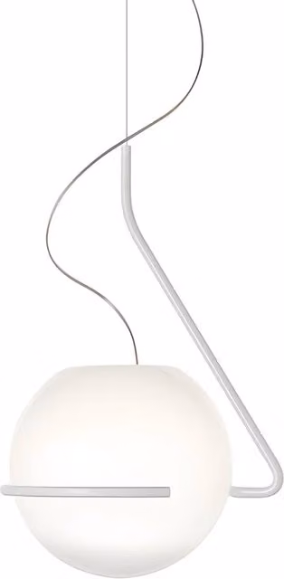 Lampada a sospensione Foscarini Tonda in vetro trasparente e bianco con luce LED dimmabile