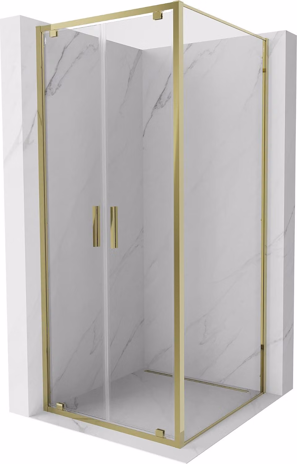 Mexen Exo cabina doccia apribile 70 x 70 cm, trasparente, oro - 8182-070-070-50-00