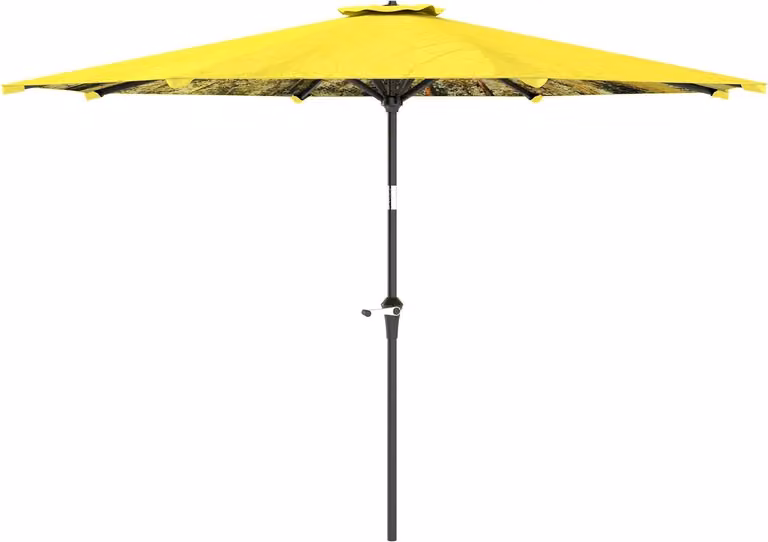 Ombrellone Ø300 cm, ombrellone con manovella, modello ombrellone da balcone ottagonale, ombrellone da spiaggia, antivento, ombrellone da mercato stabile, ombrellone a manovella, protezione solare per spiaggia, balcone, terrazza, giardino, giallo Aosom