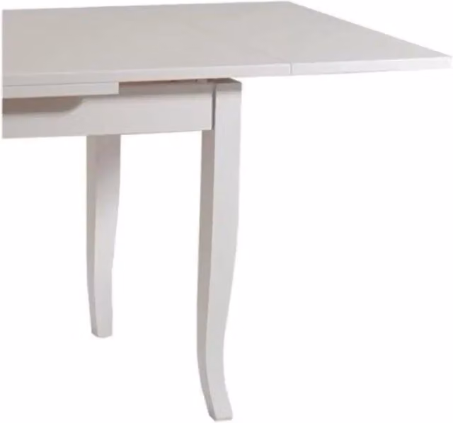 Tavolo da pranzo allungabile fino 160 cm in legno massello e mdf con rifinitura in bianco 100x70x75 H chiuso