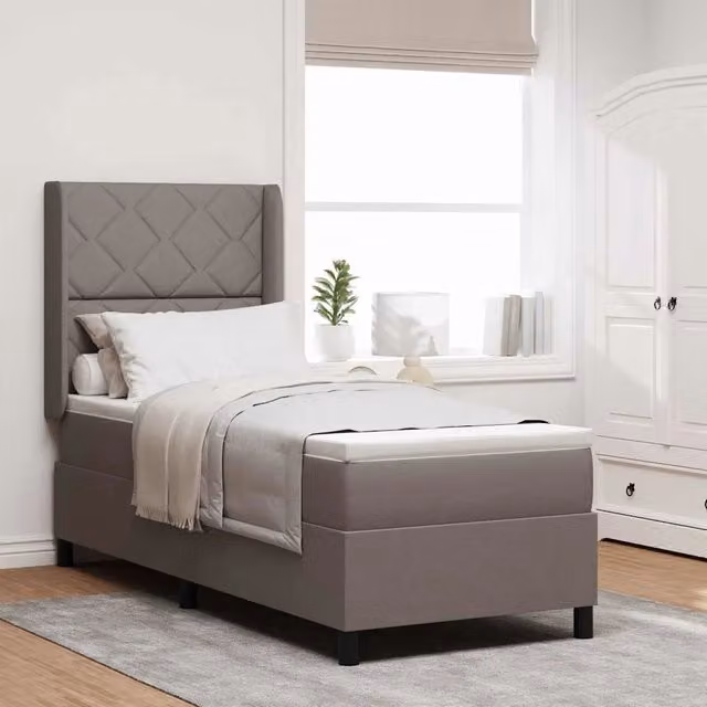 Letto ibrido con molle e schiuma vidaXL in tessuto beige e grigio L/P: 190 x 90 cm