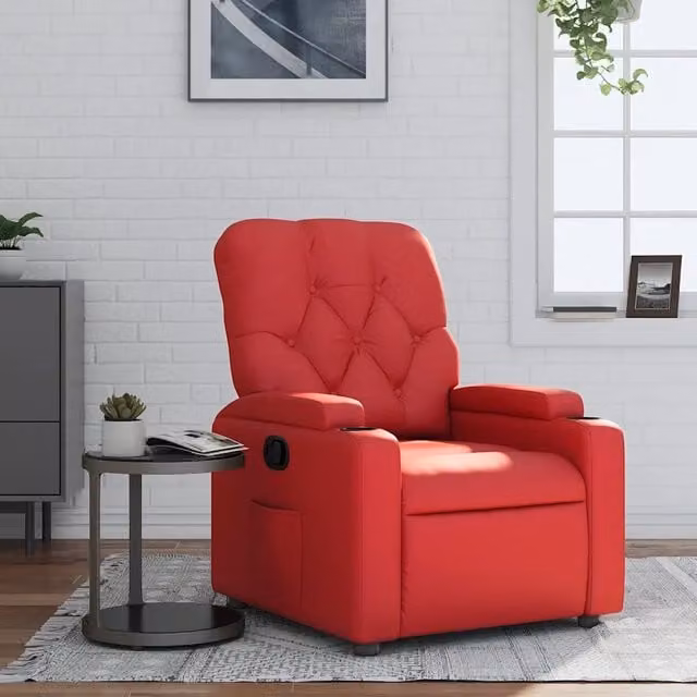 Divano Sedia-Poltrona Reclinabile Rossa in Similpelle 970752