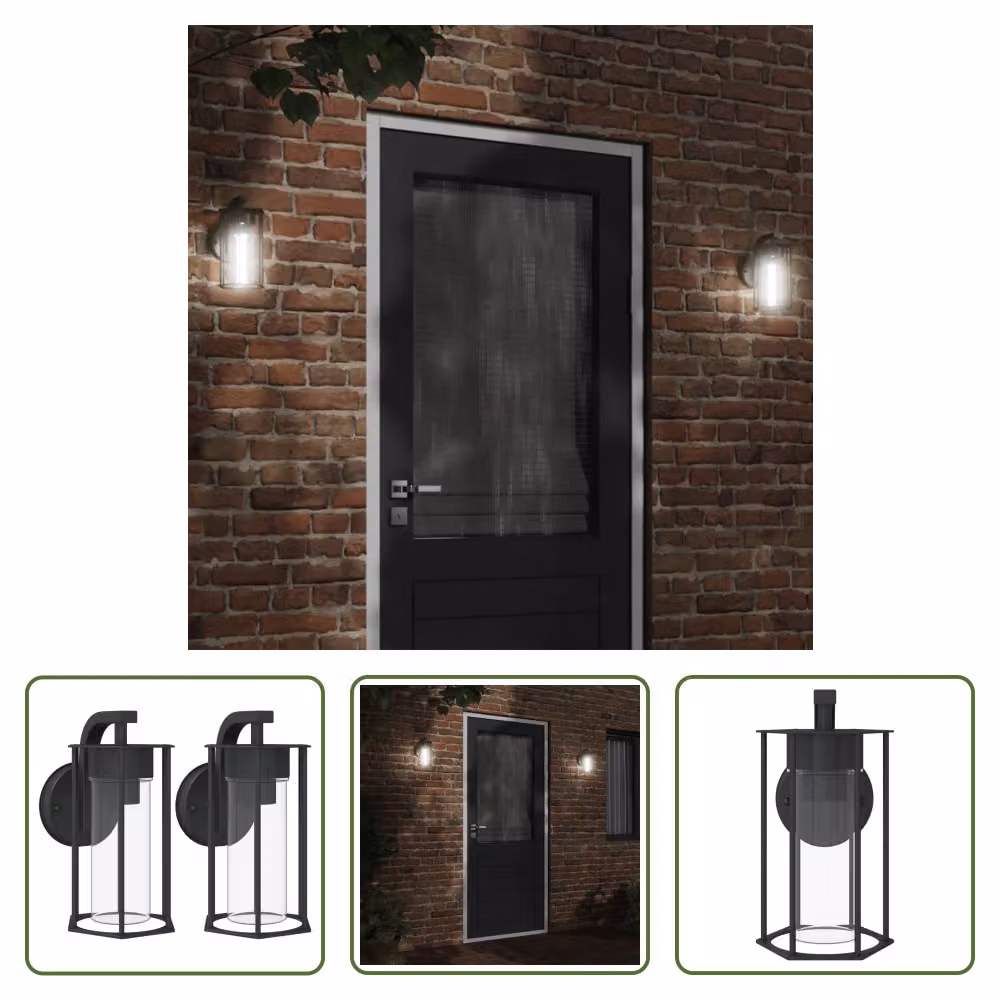 The Living Store Applique da esterno 2 pezzi in acciaio inox nero