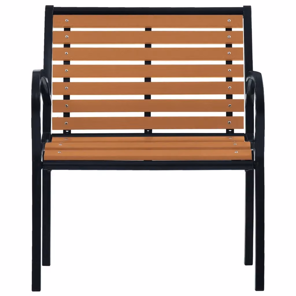Set di 2 sedie da giardino vidaXL impilabili in acciaio e WPC, colore nero e marrone – 2