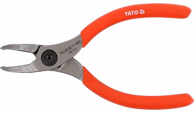 Pinza a becchi curvi per anelli di sicurezza interni, 140 mm, acciaio CrV