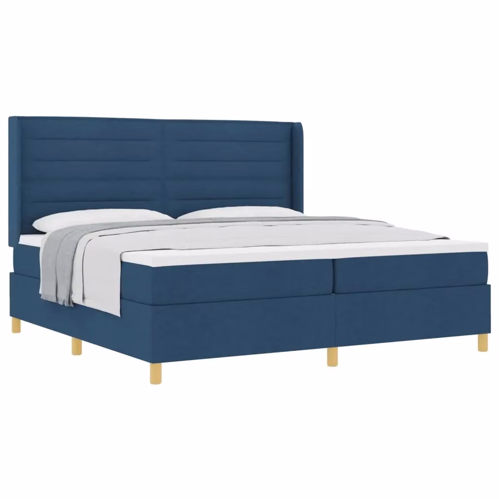Letto a molle moderno vidaXL con materasso in tessuto blu e dettagli oro, L/P/H: 200 x 200 x 280 cm – 2