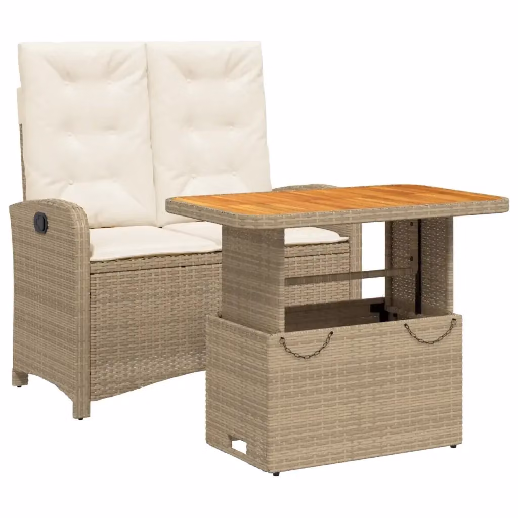 Set da Pranzo da Giardino Moderno vidaXL in Legno di Acacia Oliato con Altezza Regolabile, Colore Marrone/Beige/Bianco – 2