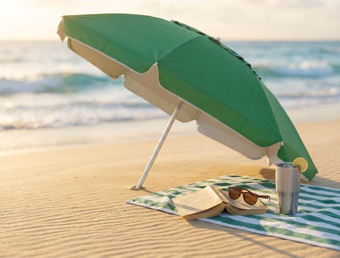 Milani Home - ombrellone da spiaggia diametro 1,8 m con palo centrale in alluminio, telo multicolor, snodo inclinabile, per mare, campeggio e giardino
