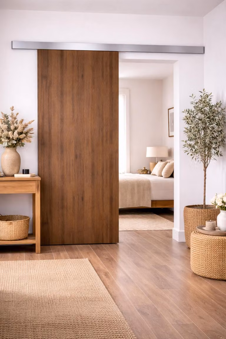 Porta scorrevole Light Walnut H204 x L73 cm, binario in alluminio Gd Menuserie