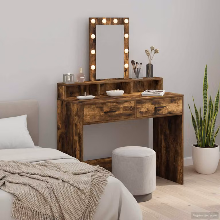 vidaXL Tavolo da Trucco Moderno in Legno Marrone L: 100 cm, P: 41 cm, H: 140 cm