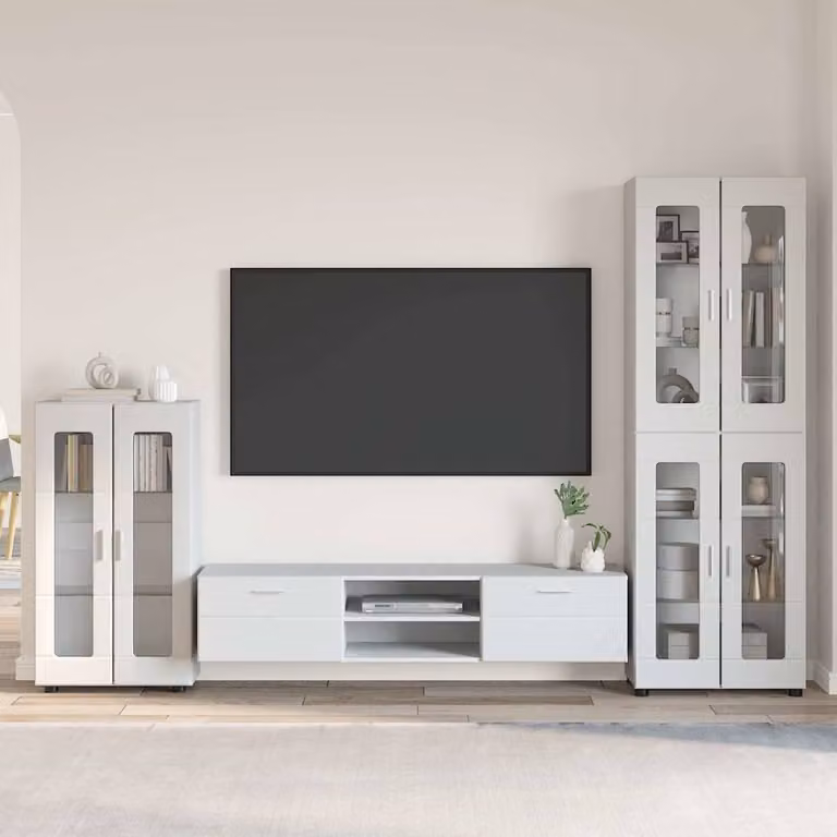 Set mobile TV moderno vidaXL FLORIN in legno bianco, L 150 x P 39 x H 30 cm