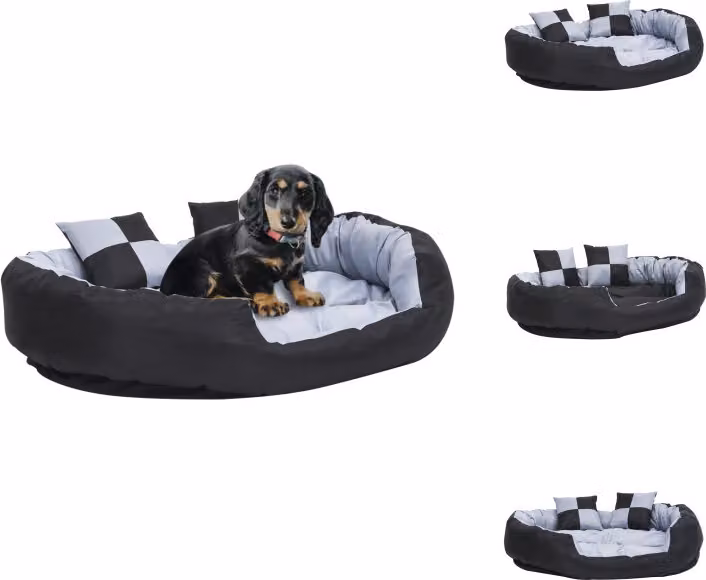 vidaXL Cuscino per cani reversibile e lavabile Grigio e nero 110x80x23 cm - Letti per cani