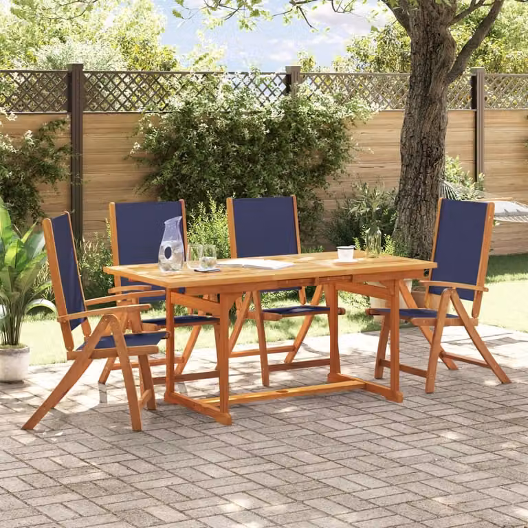 Maison Exclusive - Set da pranzo da giardino a 5 pezzi in legno massello di acacia e Textilene
