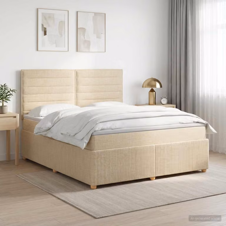 vidaXL Letto box spring con materasso a molle insacchettate, Beige e Bianco, L/P: 180 x 200 cm