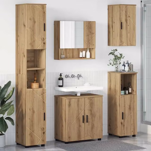 Set di mobili per il bagno 5 pz Rovere Artigianale 3392992