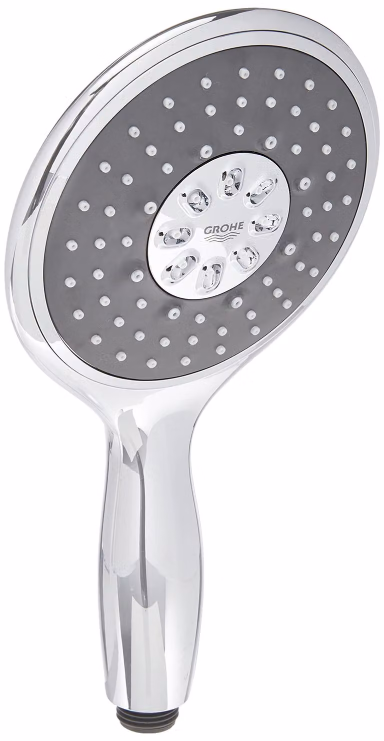 Rubinetto manuale da 130 mm, con 4 tipi di getto, cromato, dotato di tecnologia "One-Click"