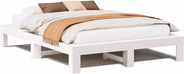 Letto matrimoniale | Letto per adulti | Letto senza Materasso Bianco 150x200 cm Legno Massello di Pino