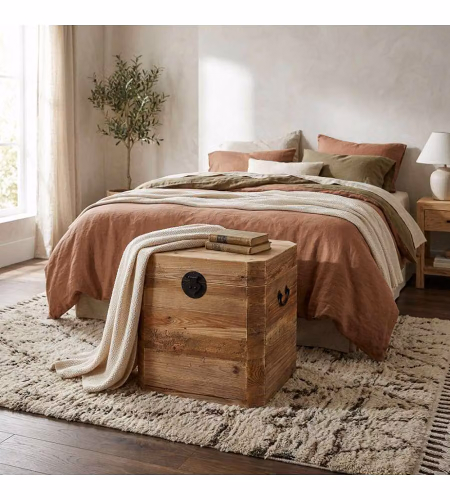 Cosma Baule in legno di pino riciclato Marrone 52x48x55 cm