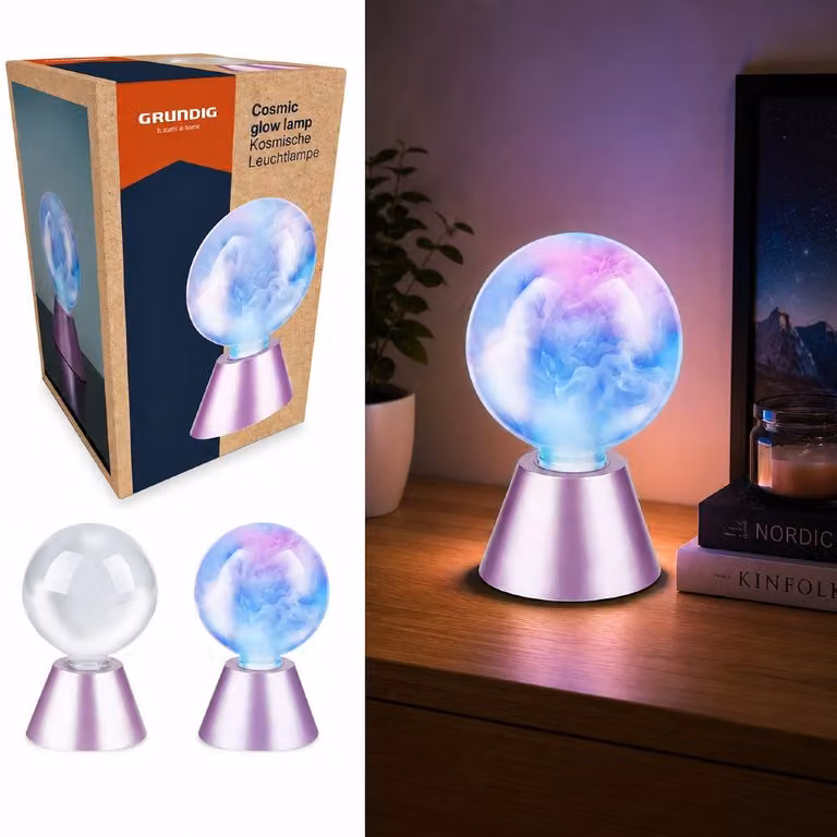 Lampada da tavolo LED COSMIC GLOW con effetto nebbia, 17 x 11 cm