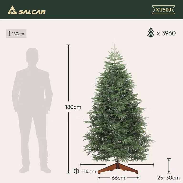 Albero di Natale artificiale - Albero artificiale - Albero di Natale in plastica - Albero di Natale 180 cm - Albero decorativo - Ignifugo