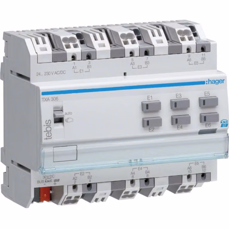 Hager Ingresso binario universale KNX, 6 porte, 230V TXA306