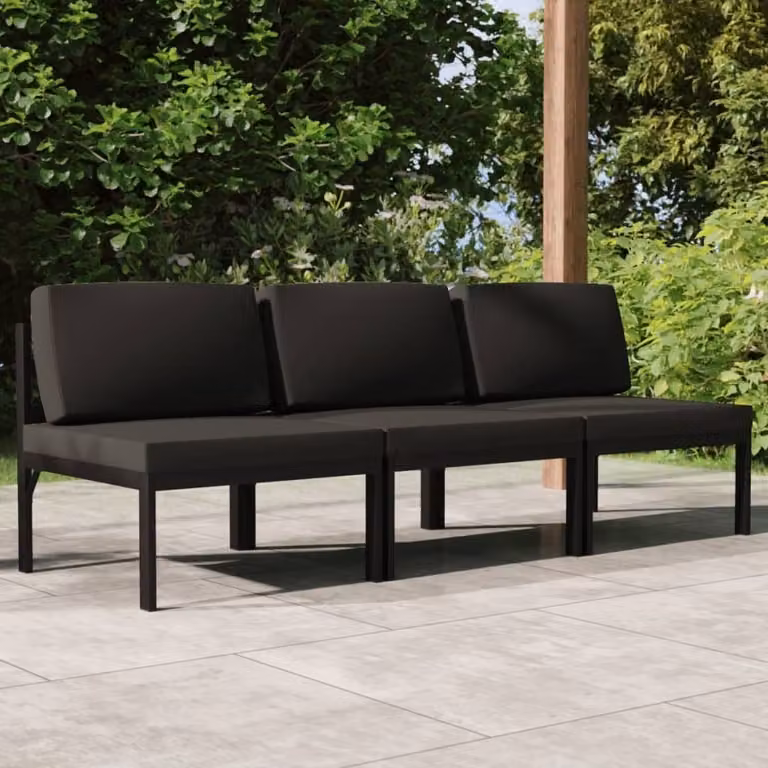 Maison Exclusive - Divano da Giardino a 3 Posti con Cuscini in Alluminio Antracite
