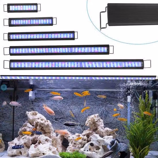 Lampada per acquario con timer e supporto, adatta per uso interno, 10W, LED RGB
