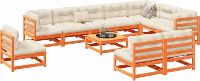 Maison Exclusive - Set da giardino 11 pezzi in pino massiccio color marrone cera