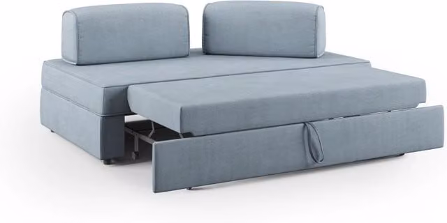 Divano Liberty Divani.Store con pouf estraibile e schienali mobili in tessuto impermeabile carta da zucchero L/P/H: 180 cm