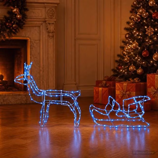 Decorazione natalizia con renna e slitta LOVIISA 240 LED Blu 42053466