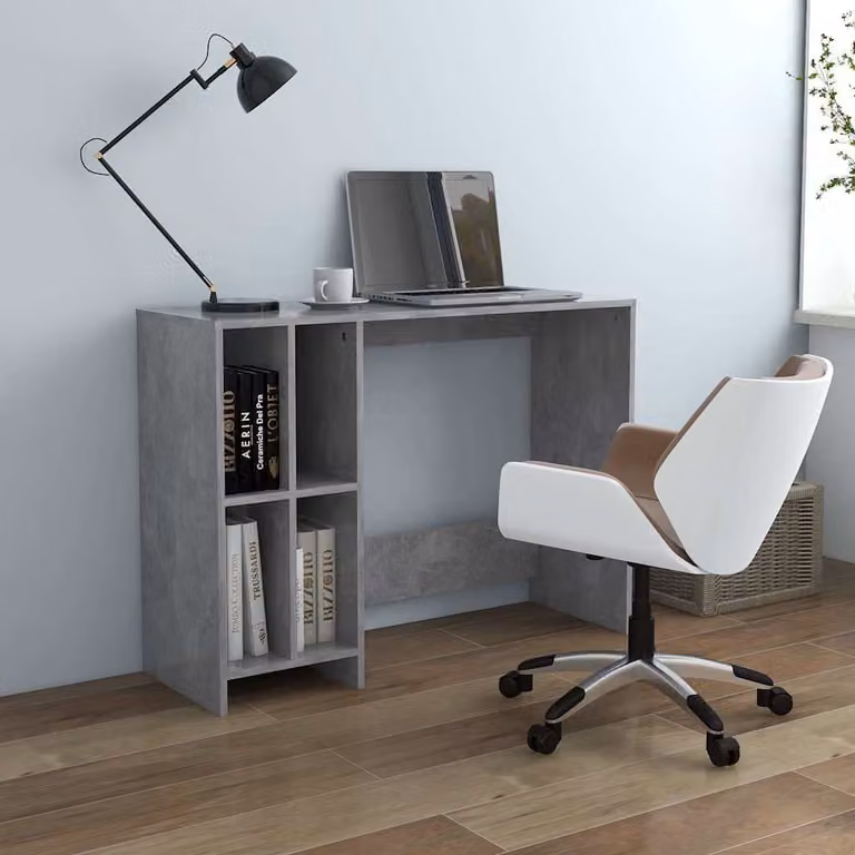 Scrivania moderna vidaXL in legno grigio L: 102,5 cm, P: 35 cm, H: 75 cm